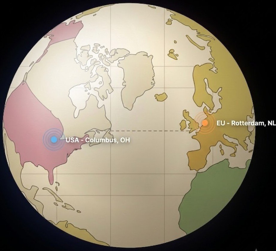 Fulfillment network map — USA and EU